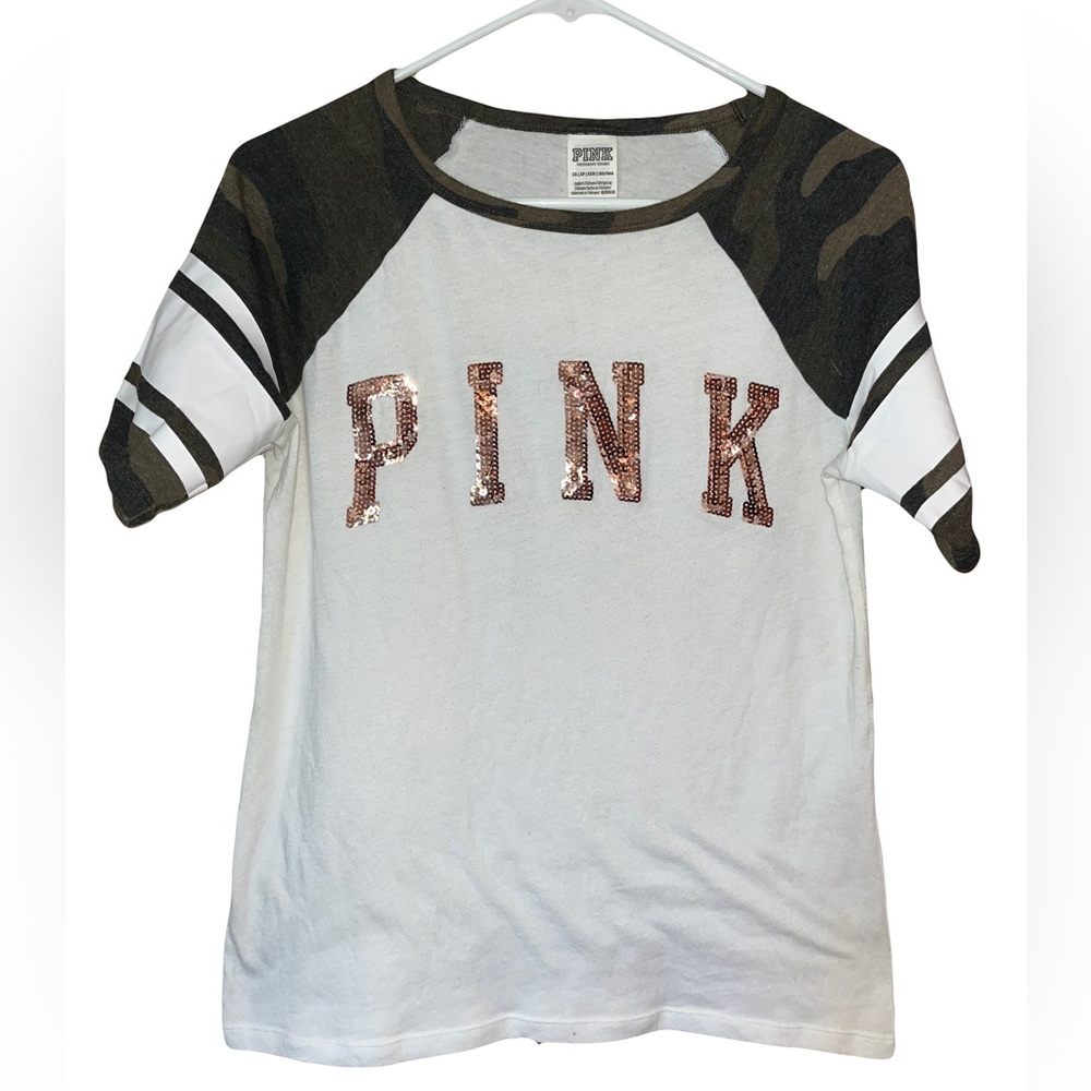 White and camo PINK tee